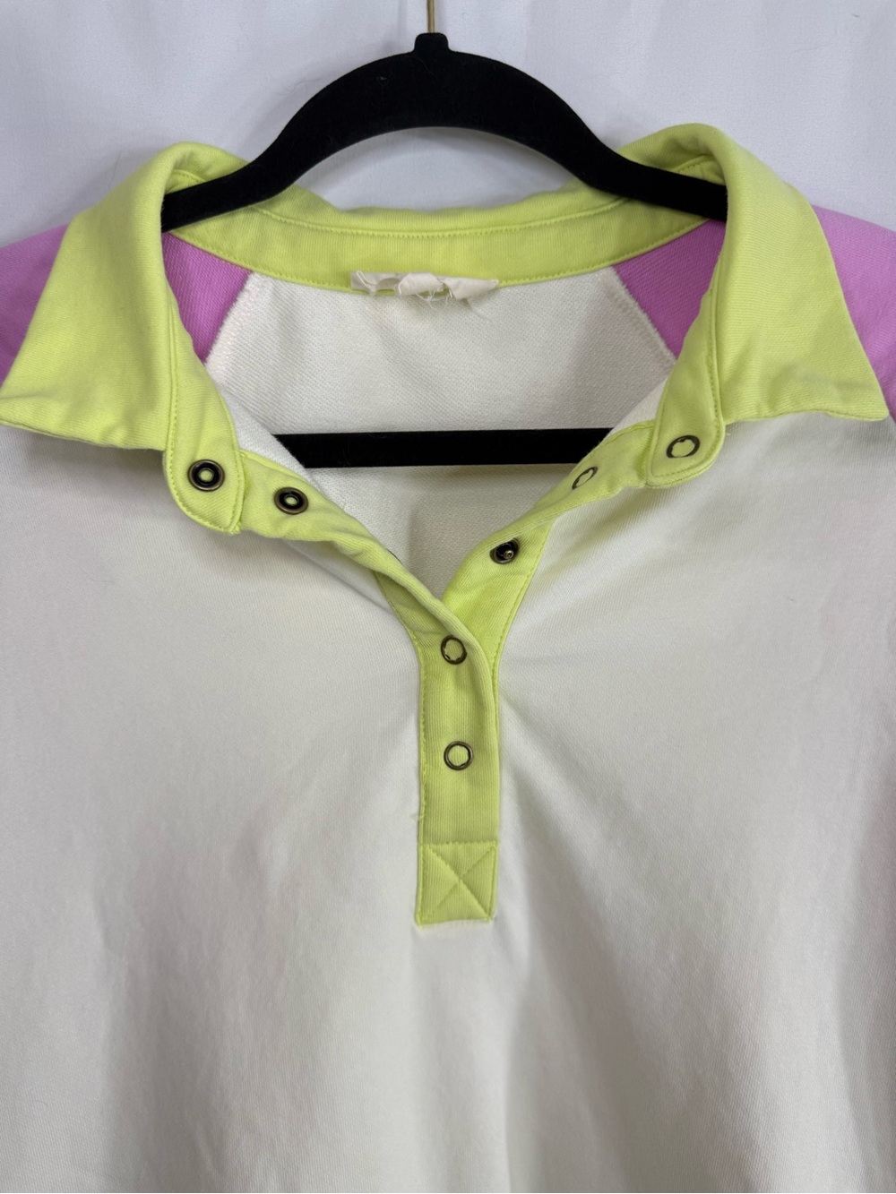 Peach Love California Neon Colorblock Snap Collar Sweatshirt Size M - Picture 4 of 7
